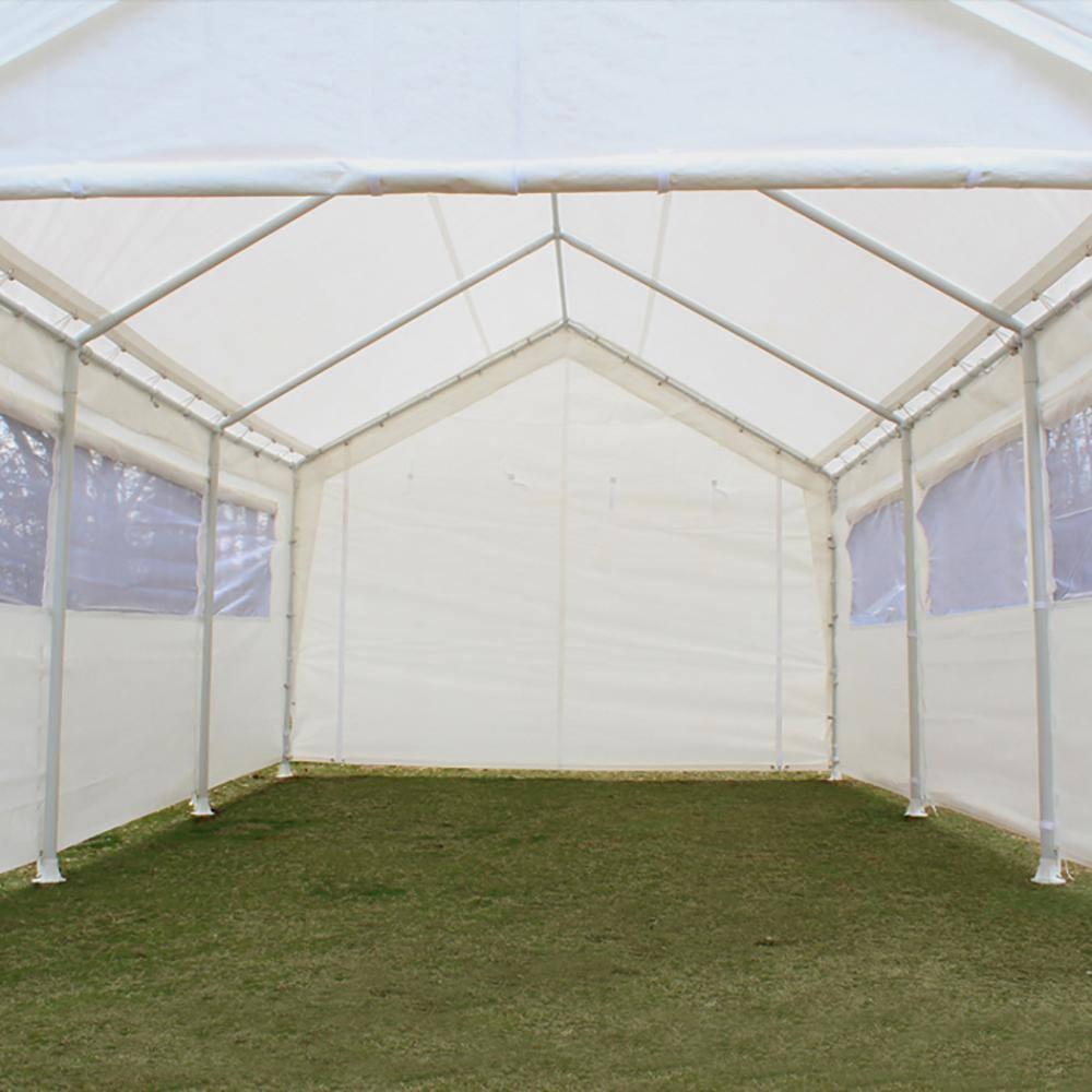 King Canopy 12 ft x 20 ft Carport Canopy Sidewall Kit w/ Flaps and Bug Screen Windows