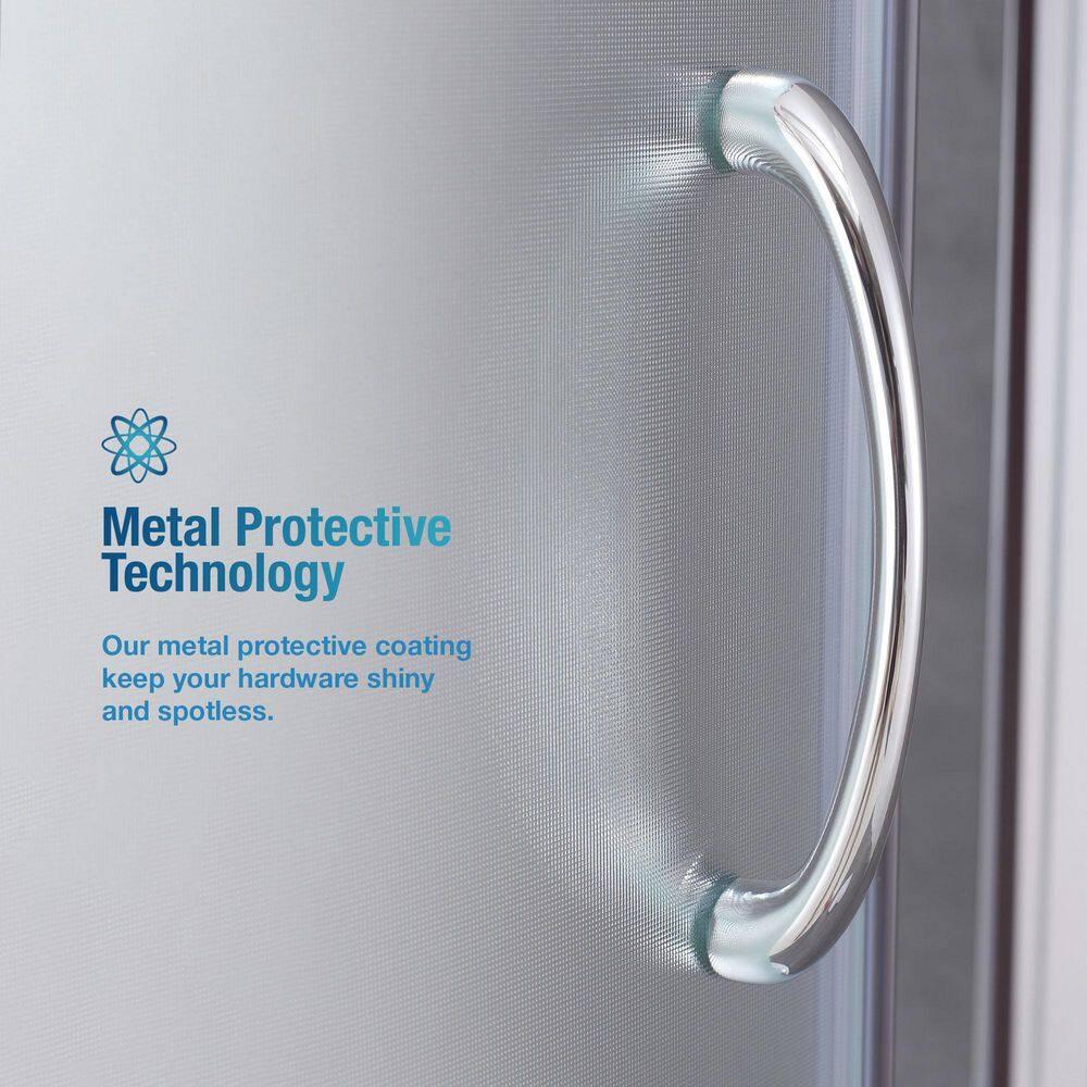 OVE Decors Breeze 35 in. Framed Round Shower Kit w/ Frosted Glass, Base in Chrome Finish