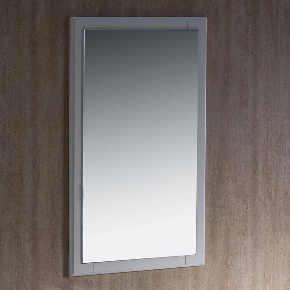 Elegant Antique White Carved Wood 20"x32" Bathroom Vanity Mirror