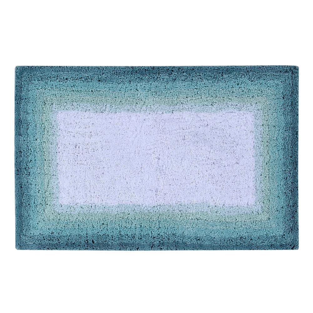 21"x34" Torrent Collection 100% Cotton Bath Rug Turquoise - Better Trends: Machine Washable, Tufted, Spray Latex Backing