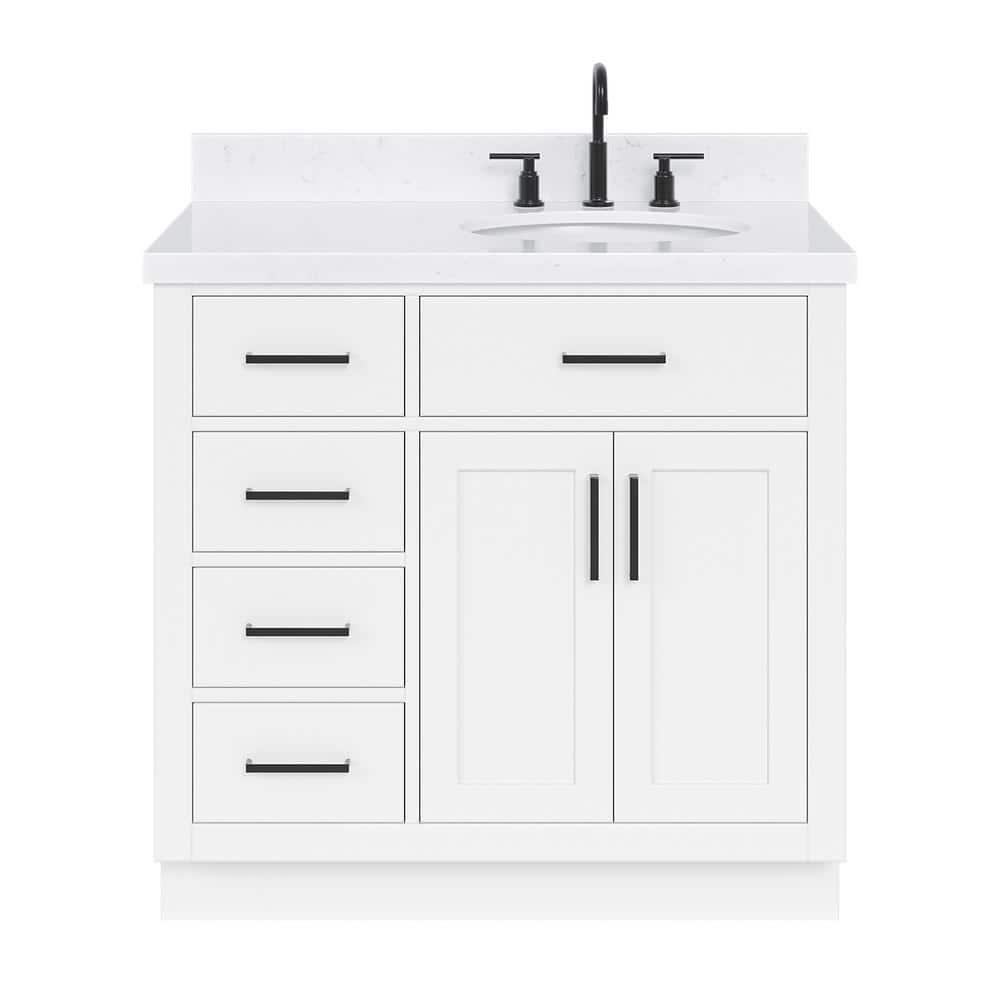 Ariel T036srcqovo Hepburn 36" Free Standing Single Basin Vanity Set - White