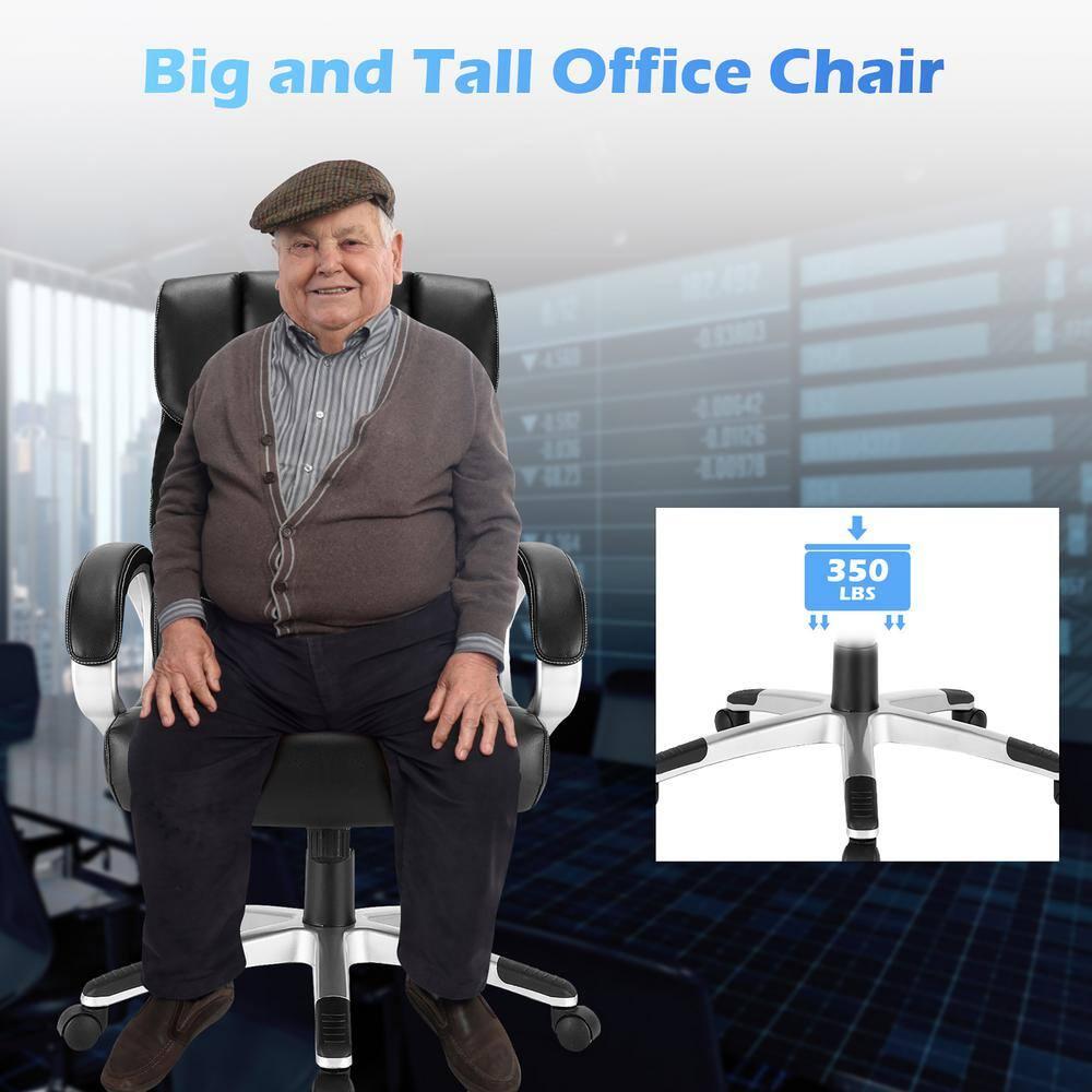 Costway Executive High Back Big & Tall Leather Adjustable Computer Desk Chair