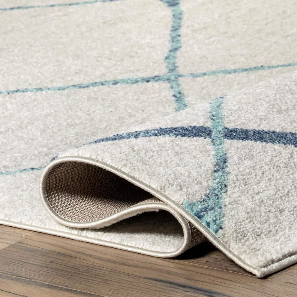 Nuloom 5x8 Thigpen Contemporary Indoor Area Rug, Light Blue, Abstract Lines, Non-Slip Backing, Stain Resistant, BedroomLiving Room, Kitchen,