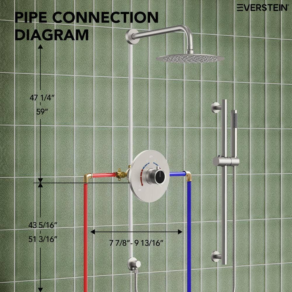 RainfallCascade 10" Pressure Balanced Slide BarShower System with Rough-In Valve