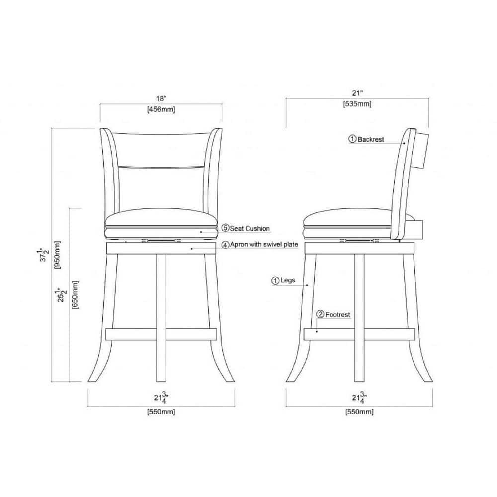 24" Palmetto Swivel Hardwood Counter Height Barstool Fruitwood - Boraam: Upholstered, Curved Back