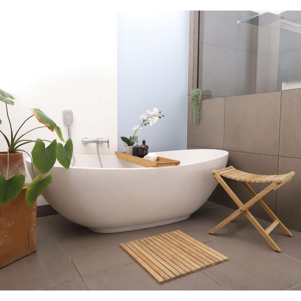 Nordic Teak 19.6" x 19.6" Natural Shower and Bath String Mat - Beige