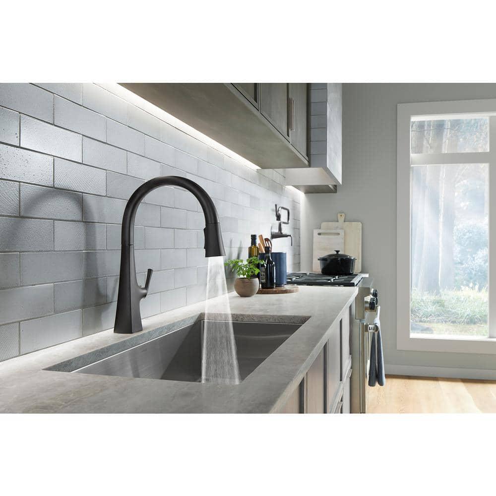 Graze Pull-Down Single Handle Kitchen Faucet With Three-Function Sprayhead With Accessories
