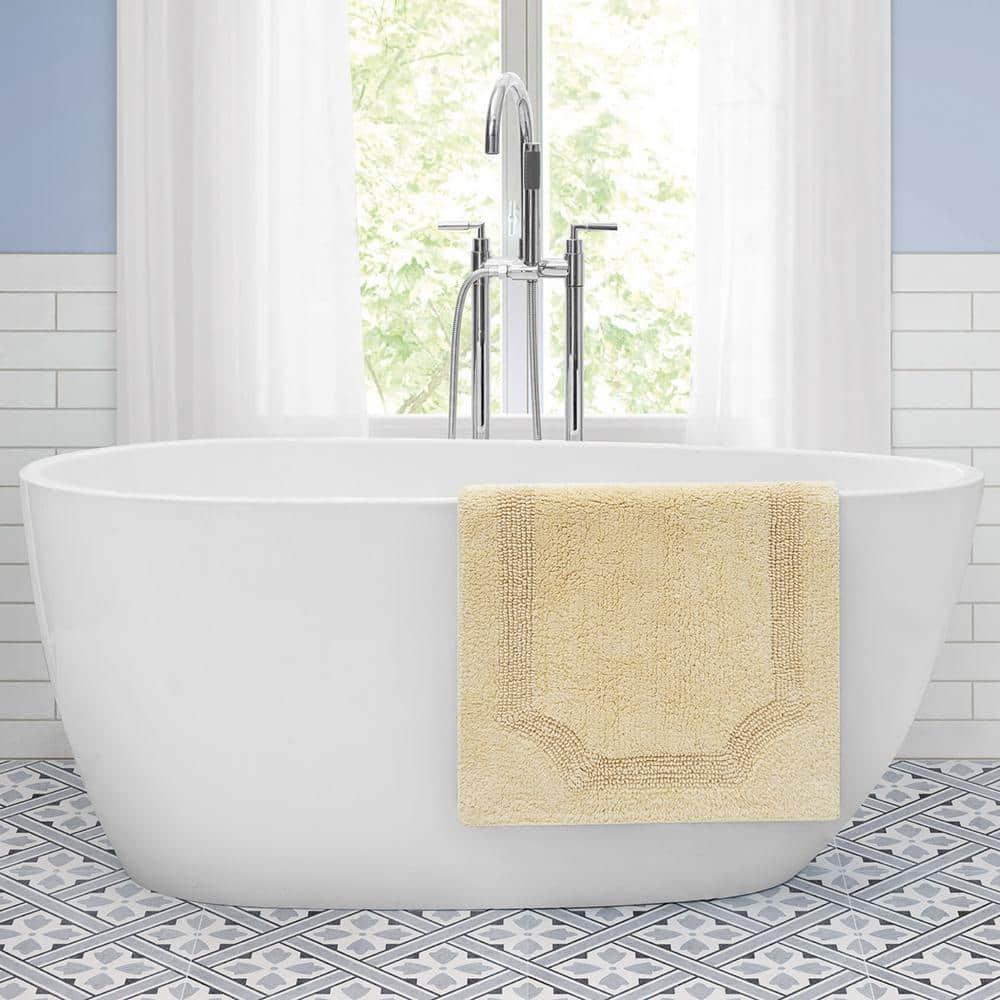 Reversible Yellow Cotton 2-Piece Bath Mat Set