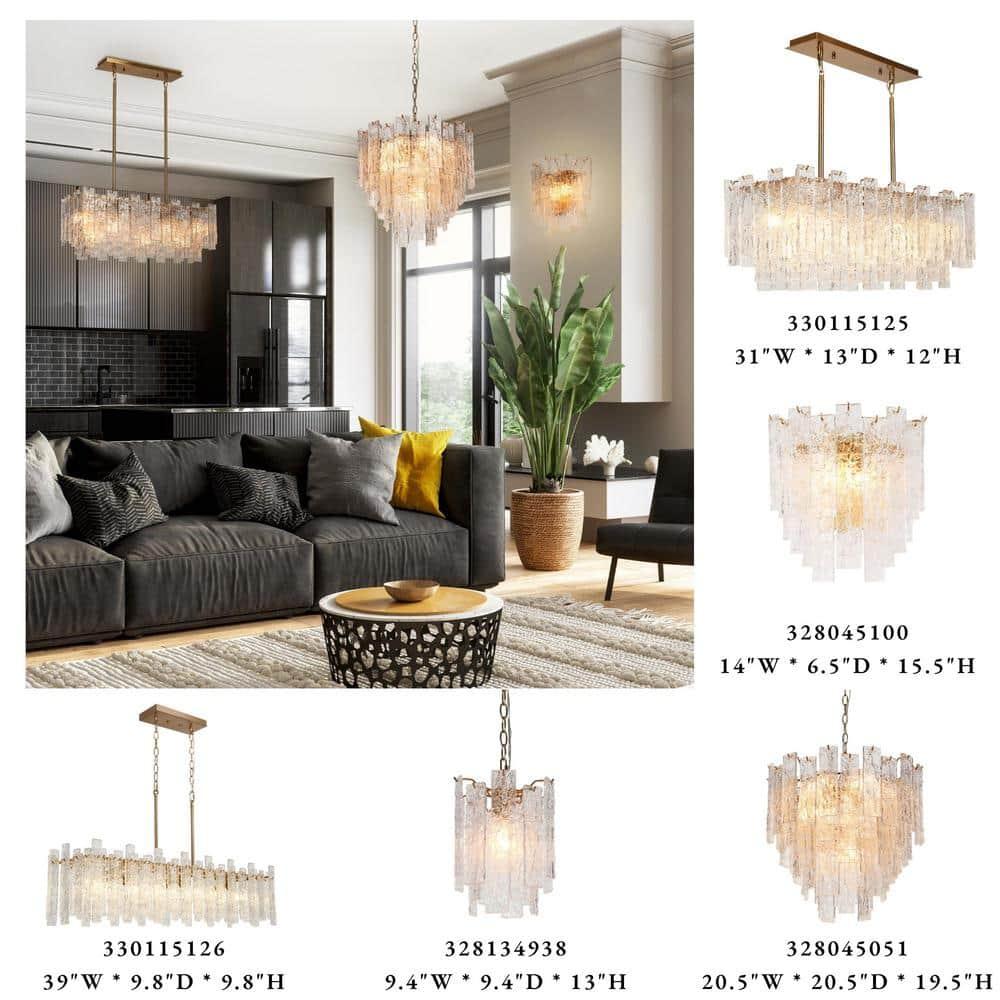 LNC Modern 6-Light 39" W. Glass Island Chandelier for Kitchen Island Dining Room - 39" W x 9.8" H x 9.9" D