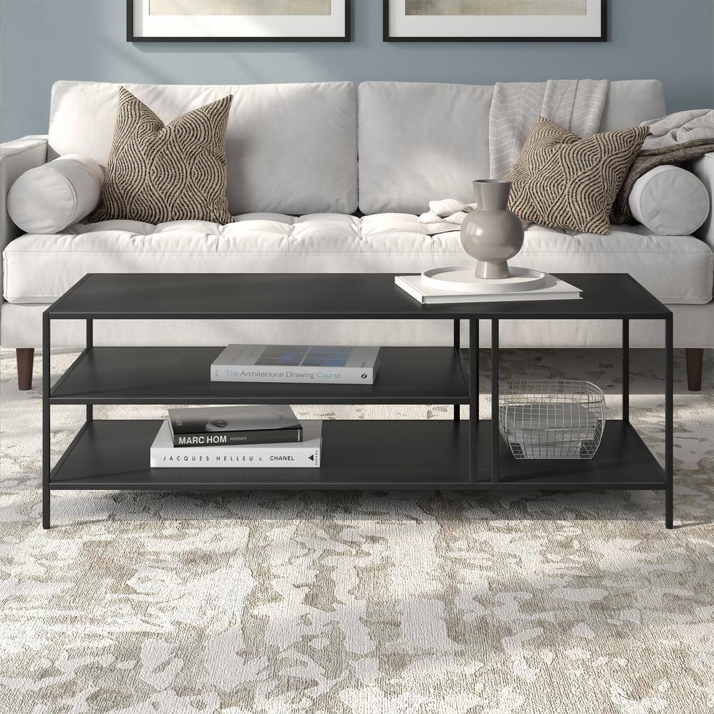 Evelyn&Zoe Cortland 48" Wide Rectangular Coffee Table in Blackened Bronze