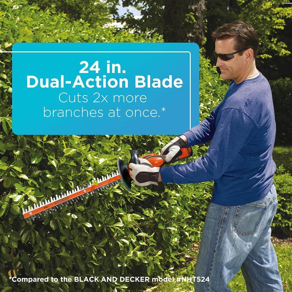 Black + Decker LHT2436 40V MAX Lithium-Ion Dual Action 24 in. Cordless Hedge Trimmer Kit
