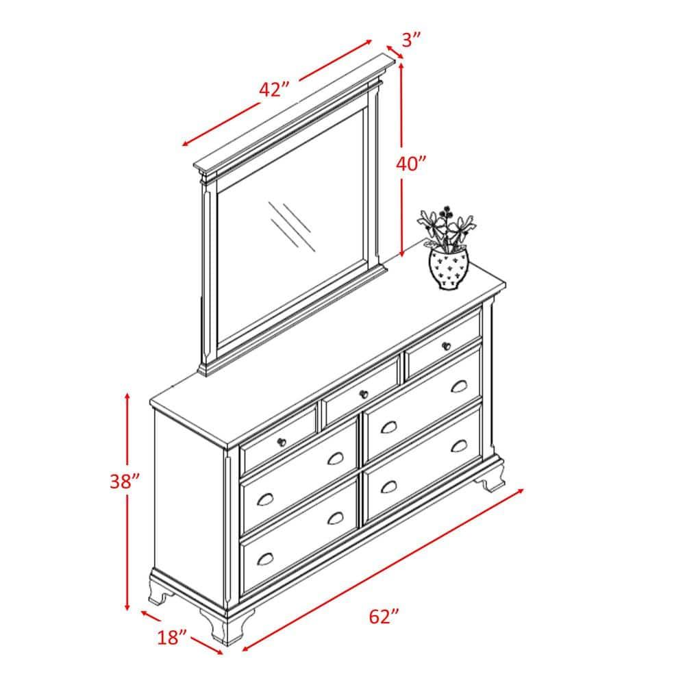 Picket House Furnishings Brinley Solid Wood Dresser with Mirror in Cherry