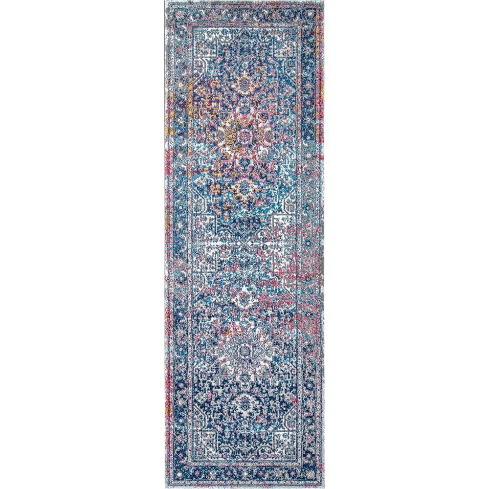 Nuloom Lilah Medallion 2x6 Runner Indoor Area Rug for Living Room Bedroom Dining Room Entryway Hallway Kitchen, Blue/Multicolor