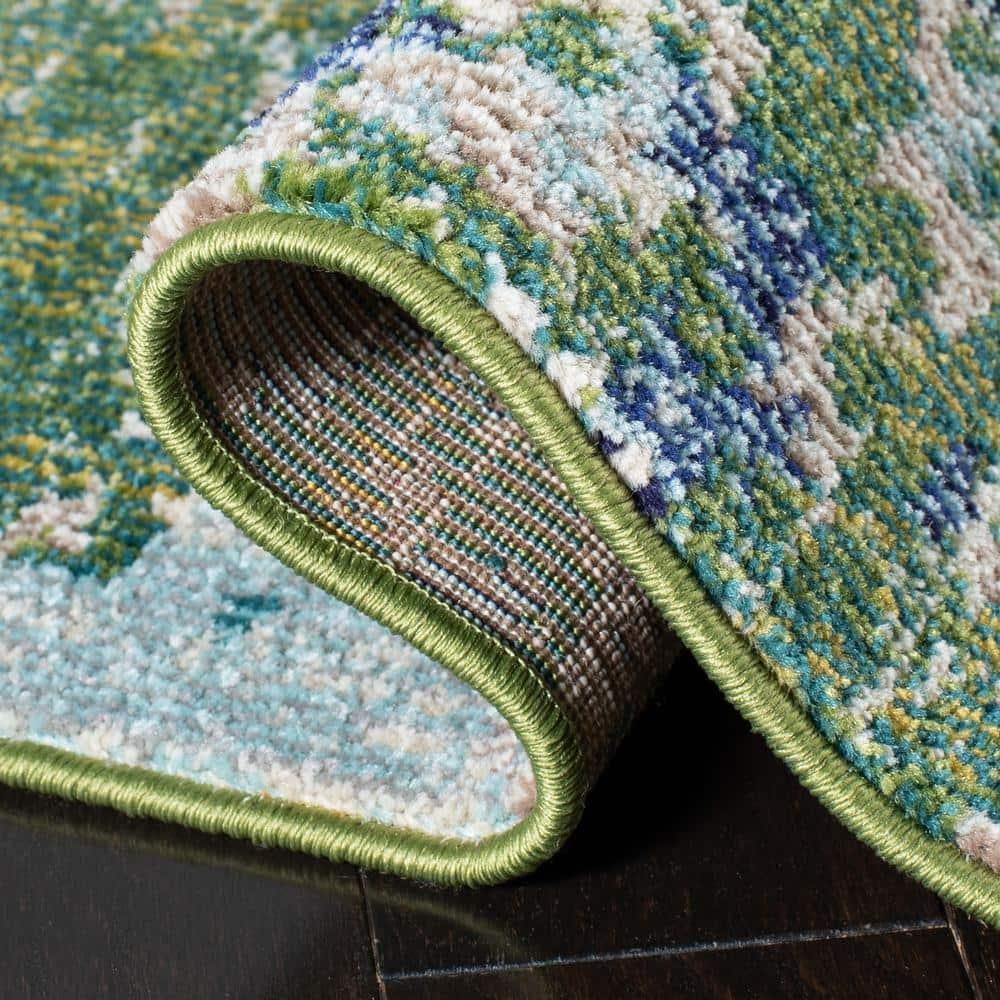 SAFAVIEH Madison Candelario Abstract Polka Dots Area Rug, Green/Turquoise, 10' x 14'