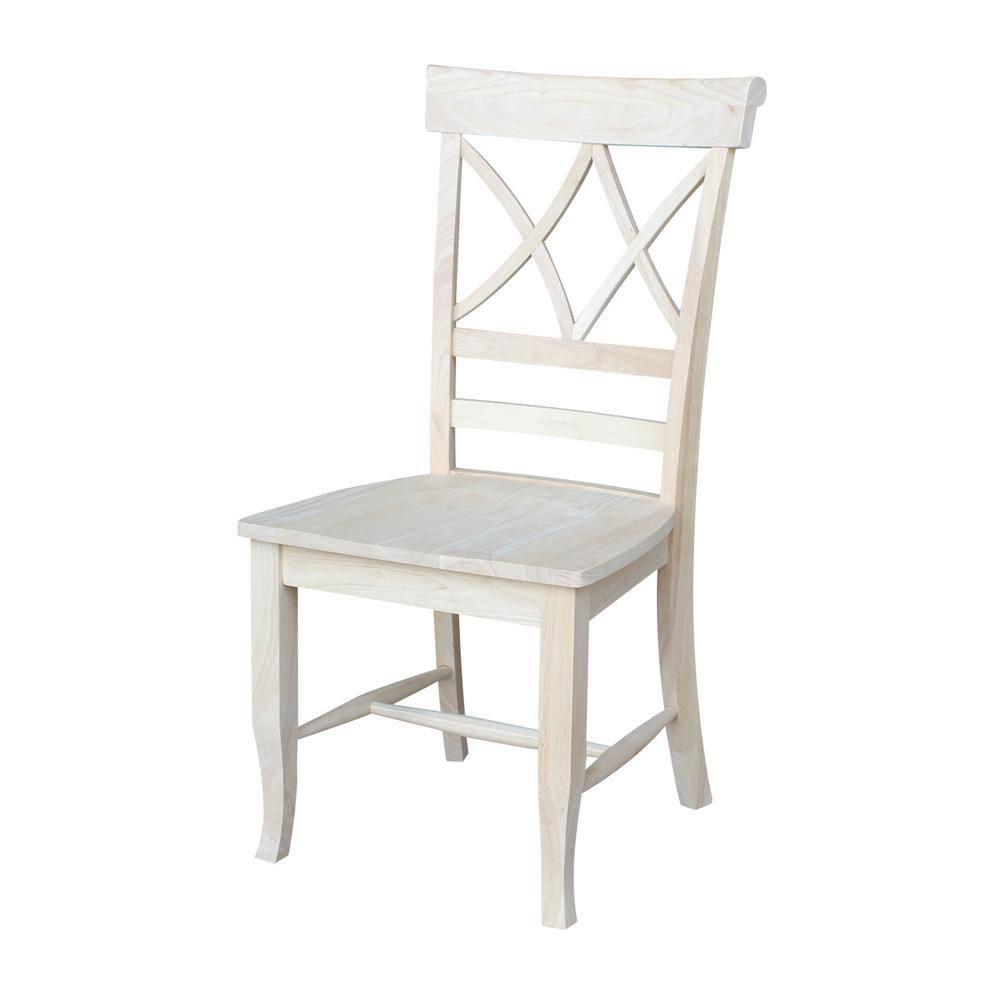Set of 2 Lacy Dining Chair - Unfinished - International Concepts: Solid Wood, Parawood, Armless