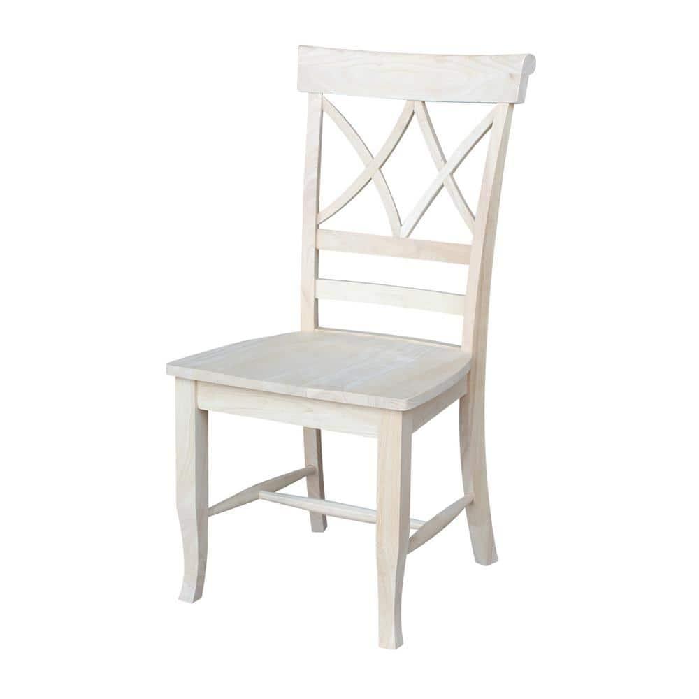 Set of 2 Lacy Dining Chair - Unfinished - International Concepts: Solid Wood, Parawood, Armless