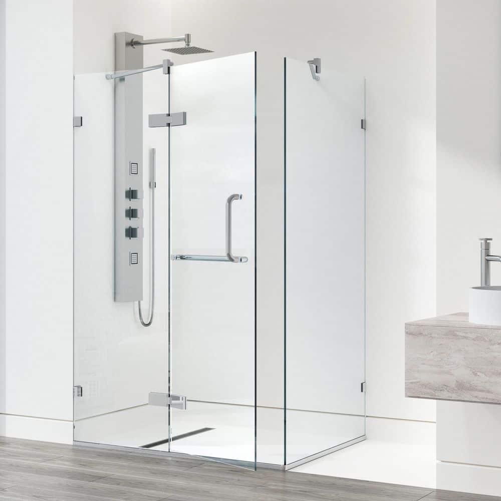 VIGO Monteray 46" W x 30" D x 73" H Hinged Frameless Shower Enclosure with 3/8  Clear Glass VG6011CHCL48