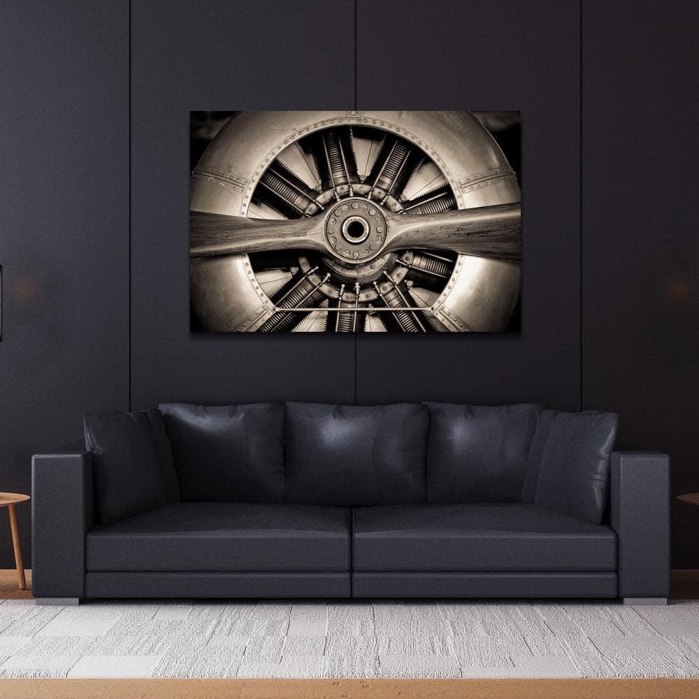 Empire Art Direct Plane Propeller Frameless Free Floating Tempered Glass Panel Graphic Wall Art, 48" x 32" x 0.2", Ready to Hang