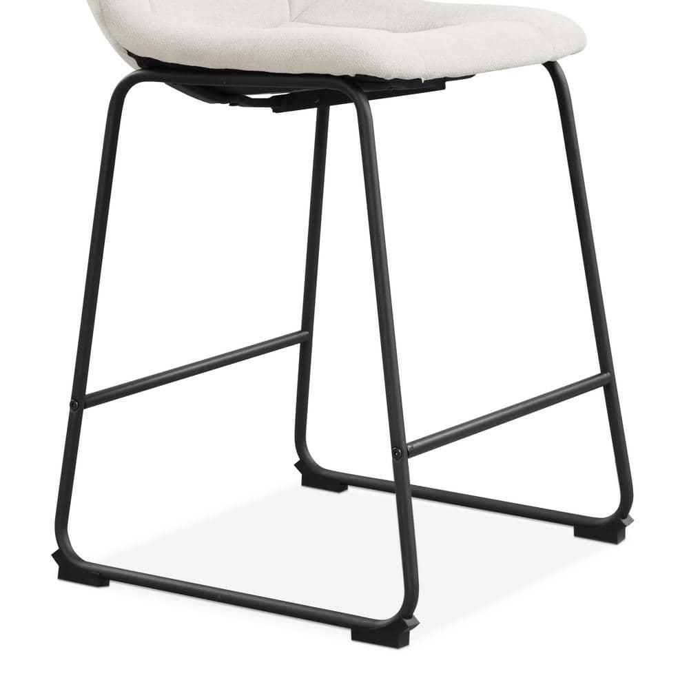 Furniture of America Perri Modern Chenille Counter Height Dining Chairs, White (Set of 2)