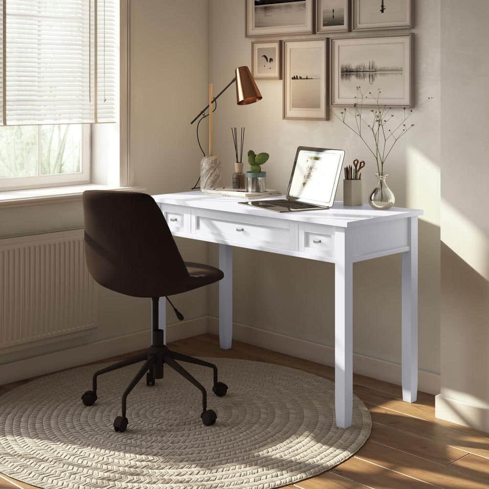 Simpli Home Warm Shaker 48" Solid Wood Writing Desk in White