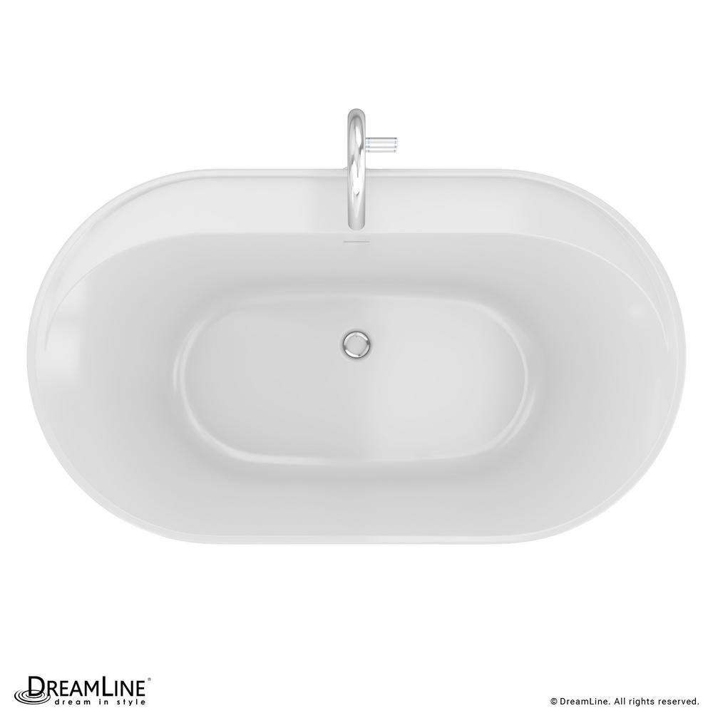 DreamLine BT63X3460C01 Essence 60-1/4 in. L x 34-1/4 in. W x 23-5/8 in. H Freestanding Acrylic Bathtub