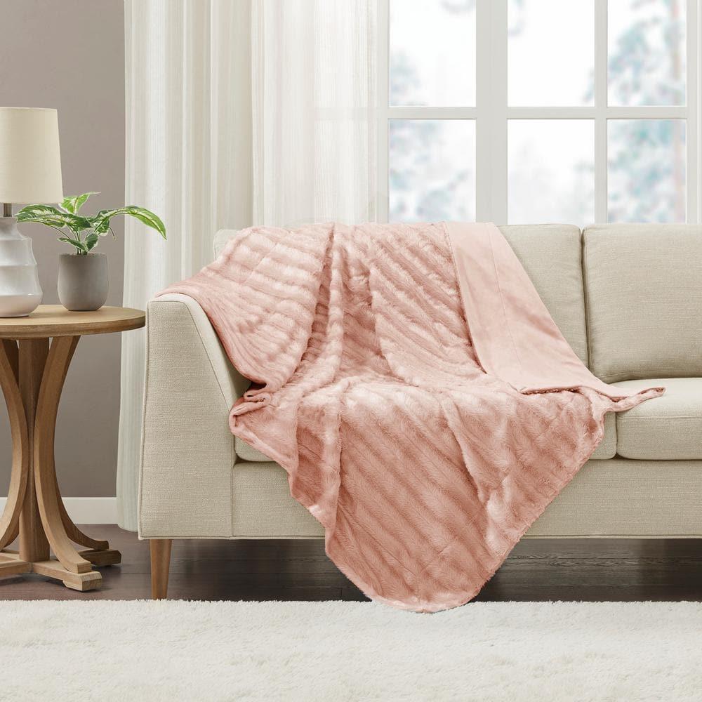 Madison Park Duke Blush Long Fur Throw 50x60"