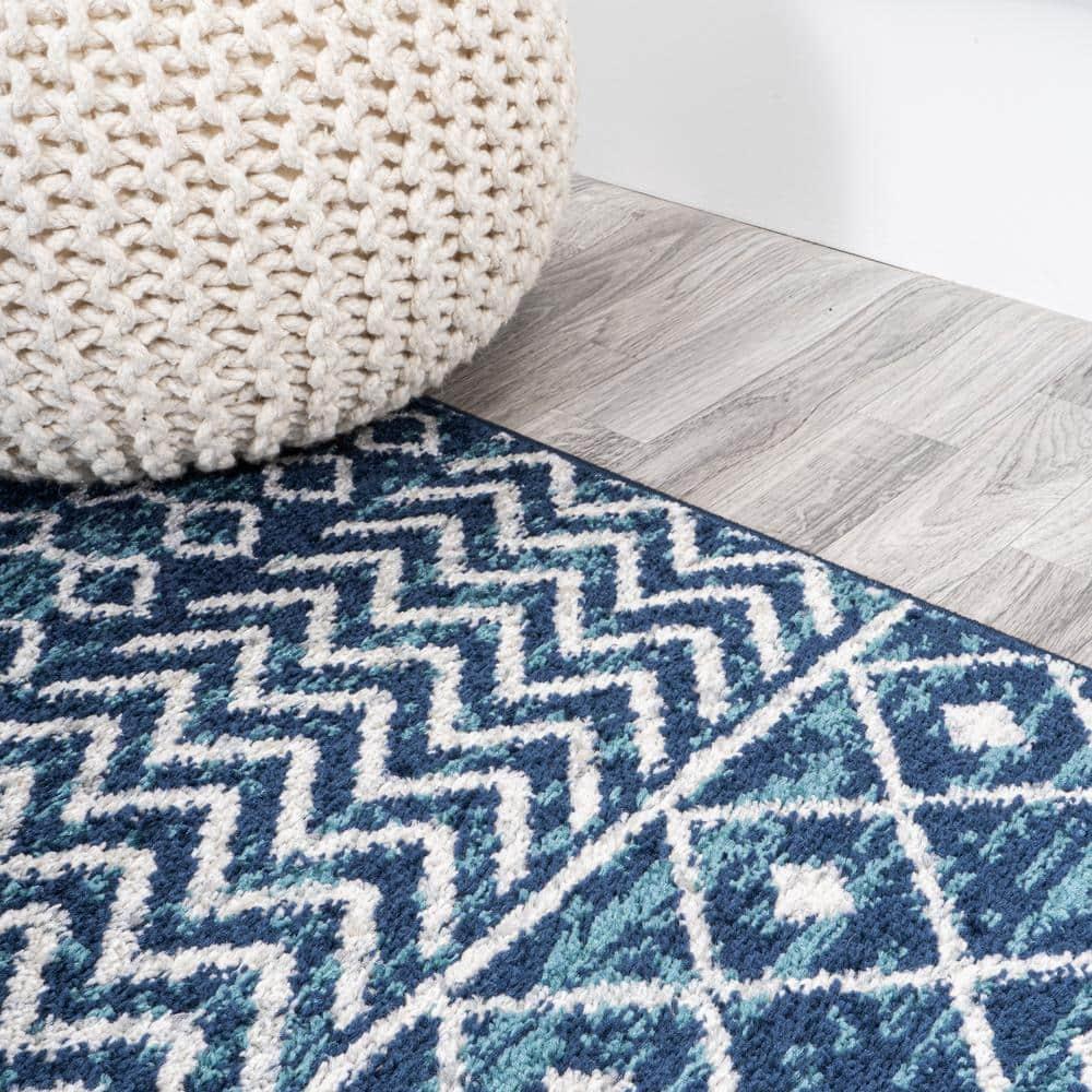 5' x 8' Arta Moroccan Vintage Geometric Rug Area Rug, Navy/Cream - JONATHAN Y
