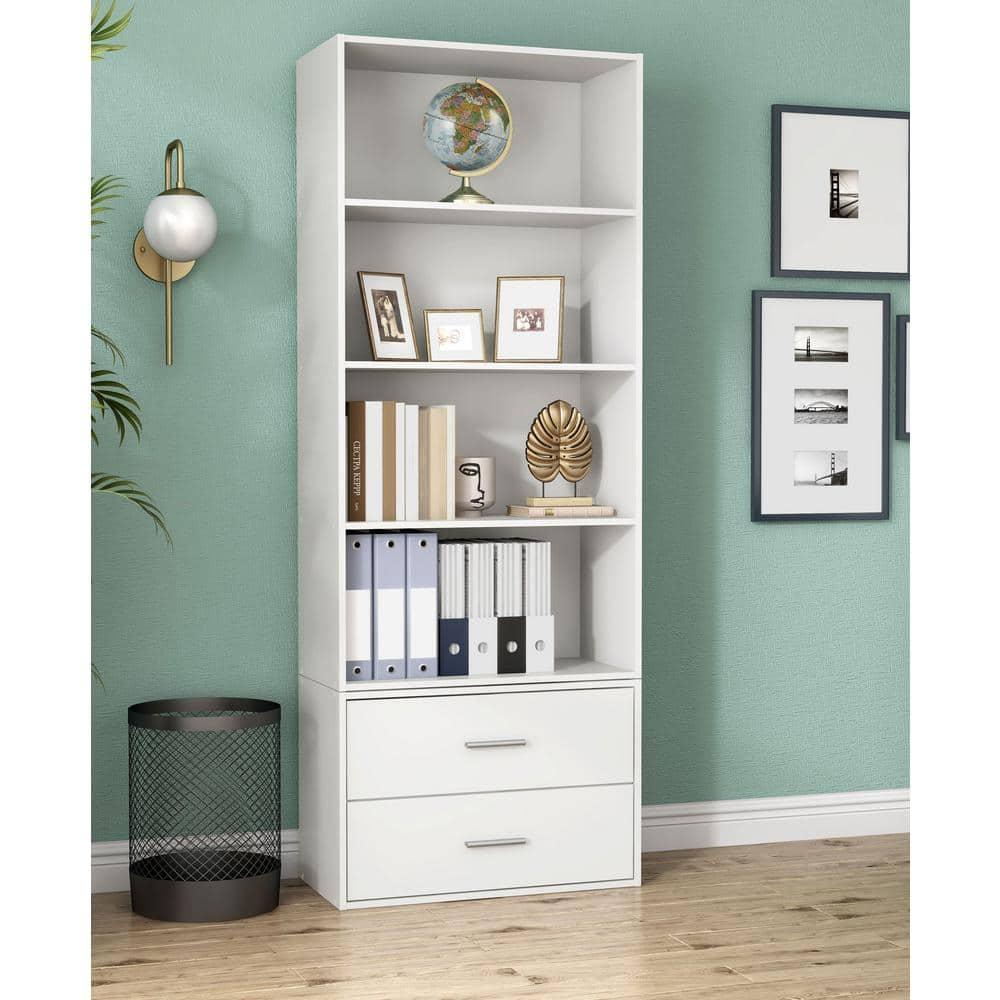 24/7 Shop At Home 46.9" Silkpath Modern 4 Tier Stackable and Modular Bookcase White: Modular Organizer, Open Shelving
