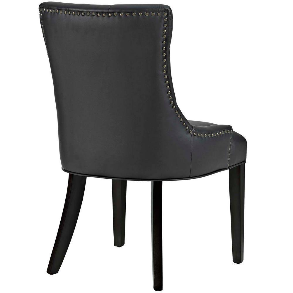 Modway Regent Vinyl Dining Chair Black: Upholstered, Wood Frame, Spot Clean, No Tools Assembly