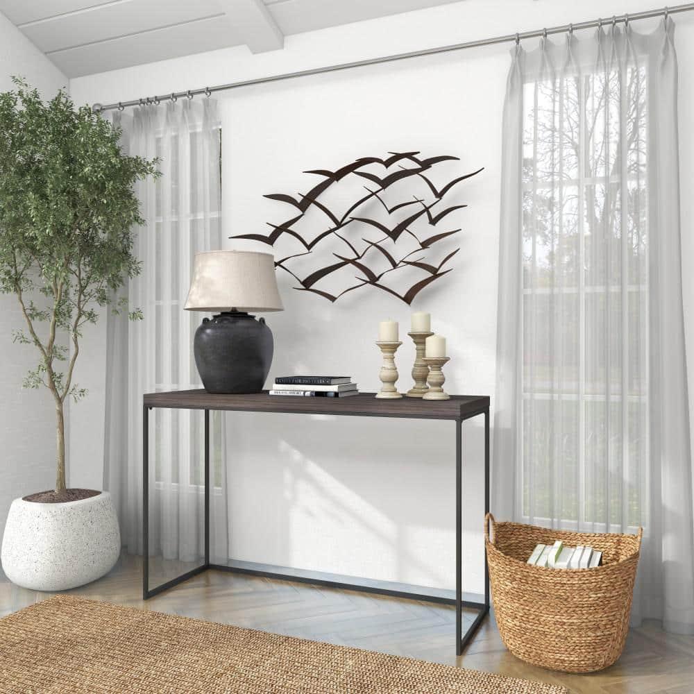 DecMode Black Metal Sleek Flying Flock Of Bird Wall Decor