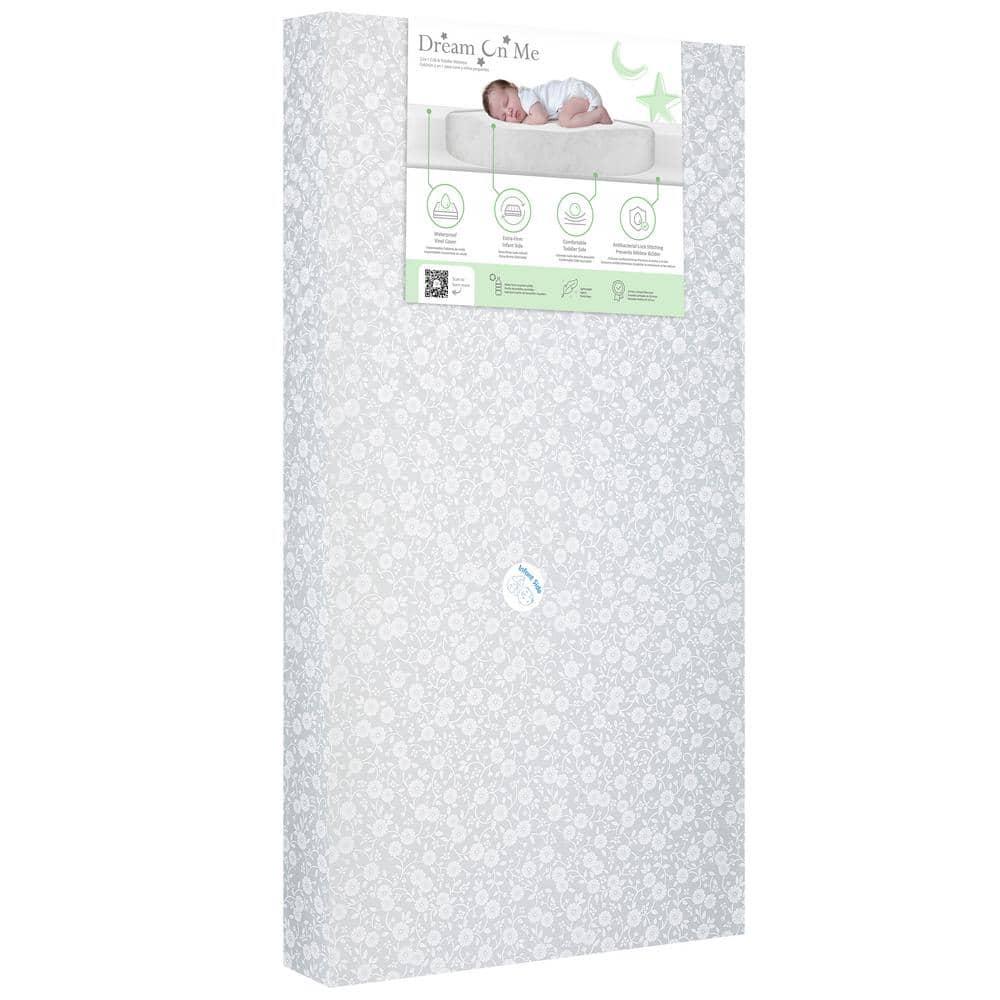 Dream on Me Orthopedic Firm Fiber Dual-Sided Crib & Toddler Mattress, Greenguard Gold Certified, 15 Years Warranty, Grey Embossed