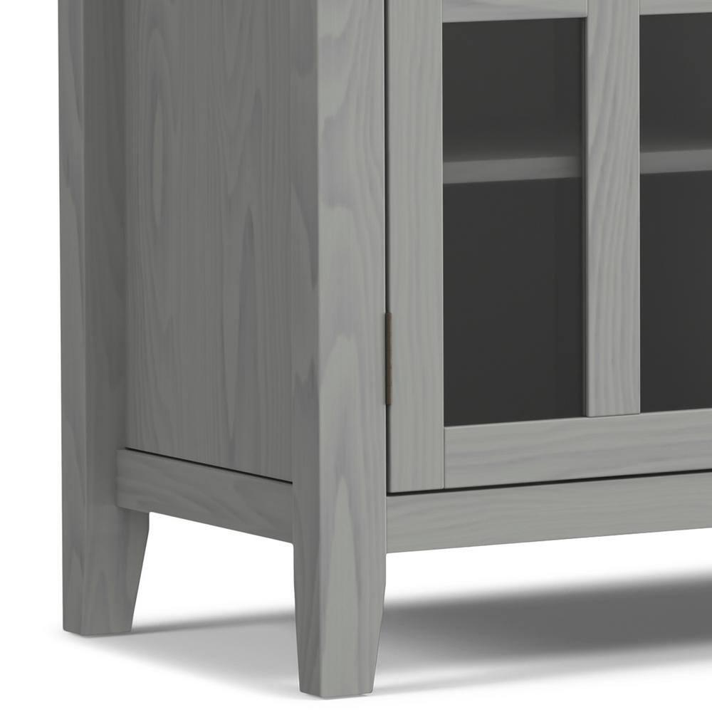 Simpli Home Artisan Solid Wood TV Media Stand in Fog Gray