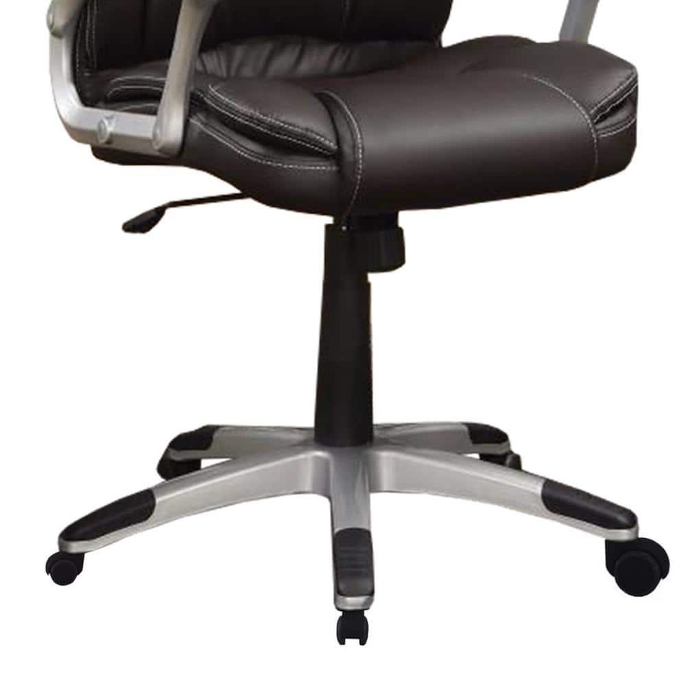 Benjara Executive High Back Leather Chair, Dark Brown-Color:Dark Brown