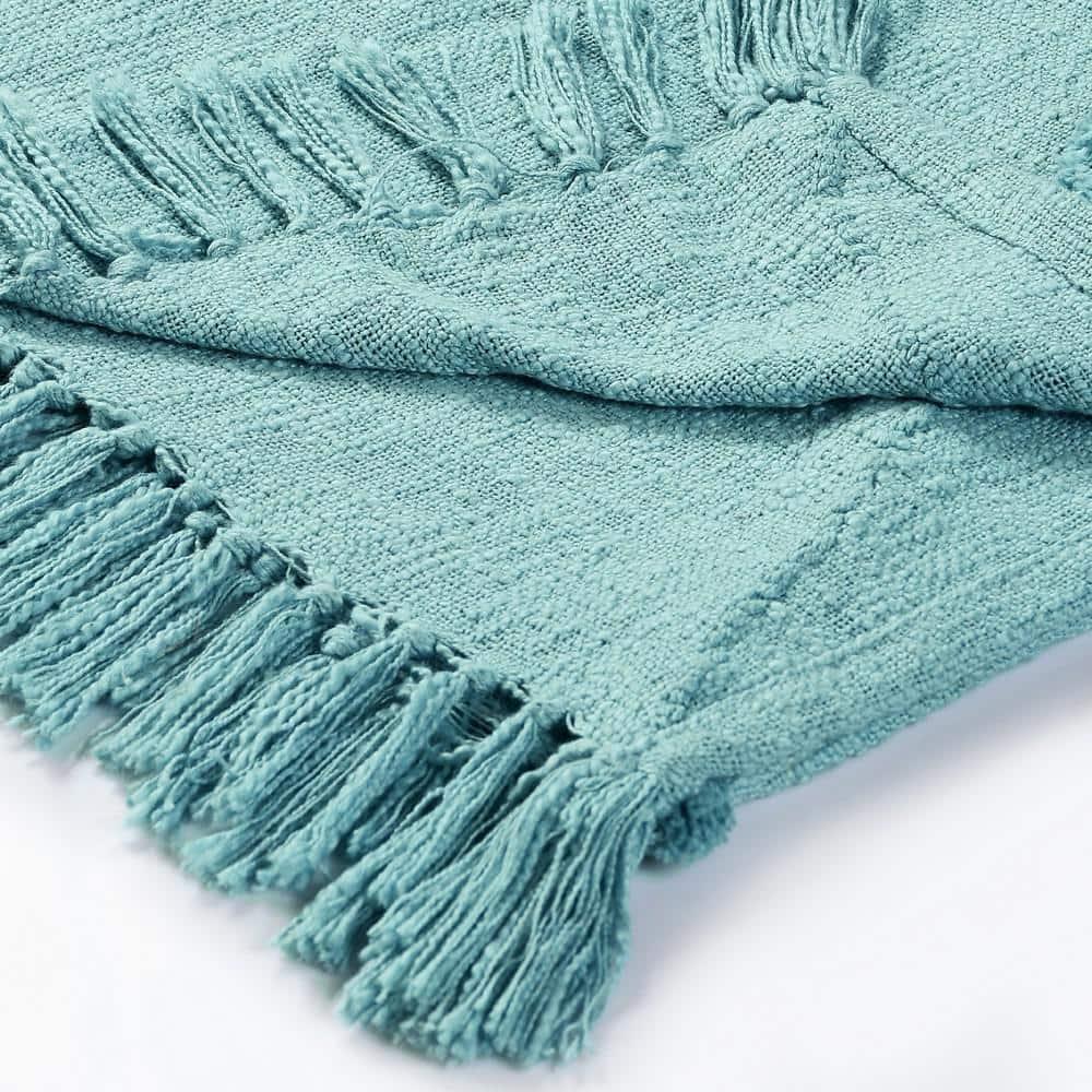 Evette Rios Terracotta Fringed Handmade Woven Throw Blanket