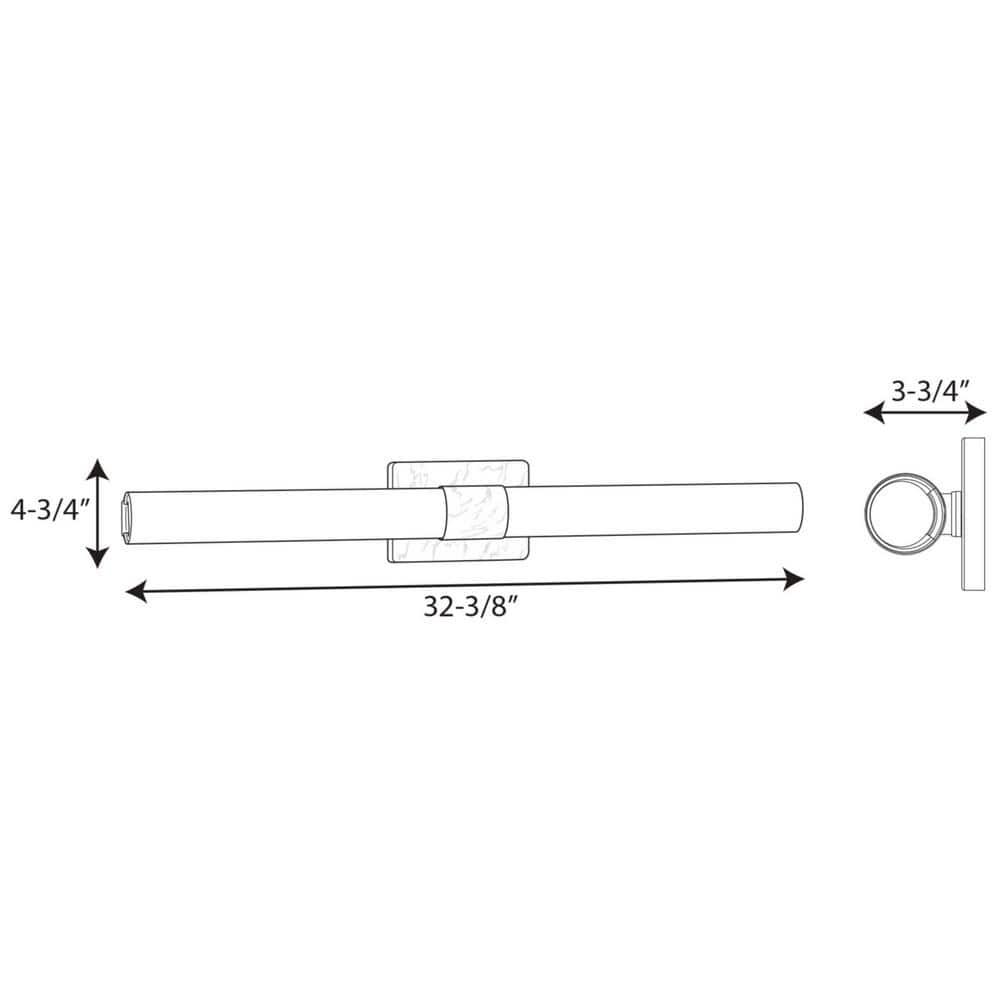 Progress Lighting Parallel 1-Light LED Bath Vanity Fixture, Steel, Satin Brass, Tubular Opal Glass Shade
