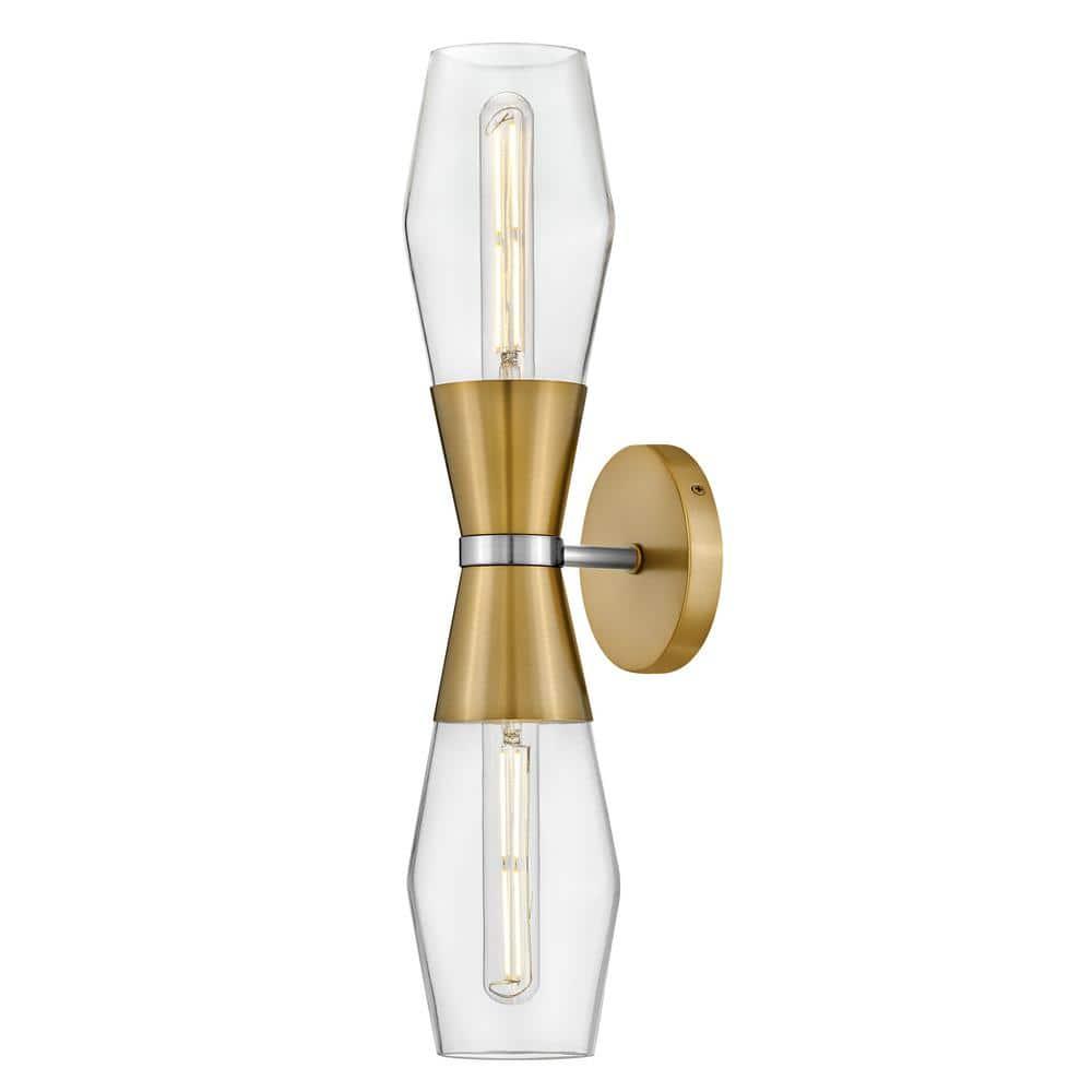 Lark Livie 2-Light Tall Angular Wall Sconce with On/Off Button