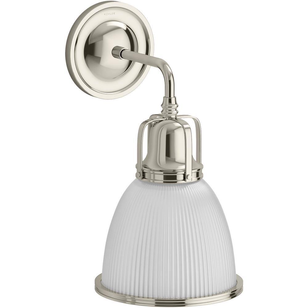 Polished Chrome Industrial Bell Sconce with Glass Shade
