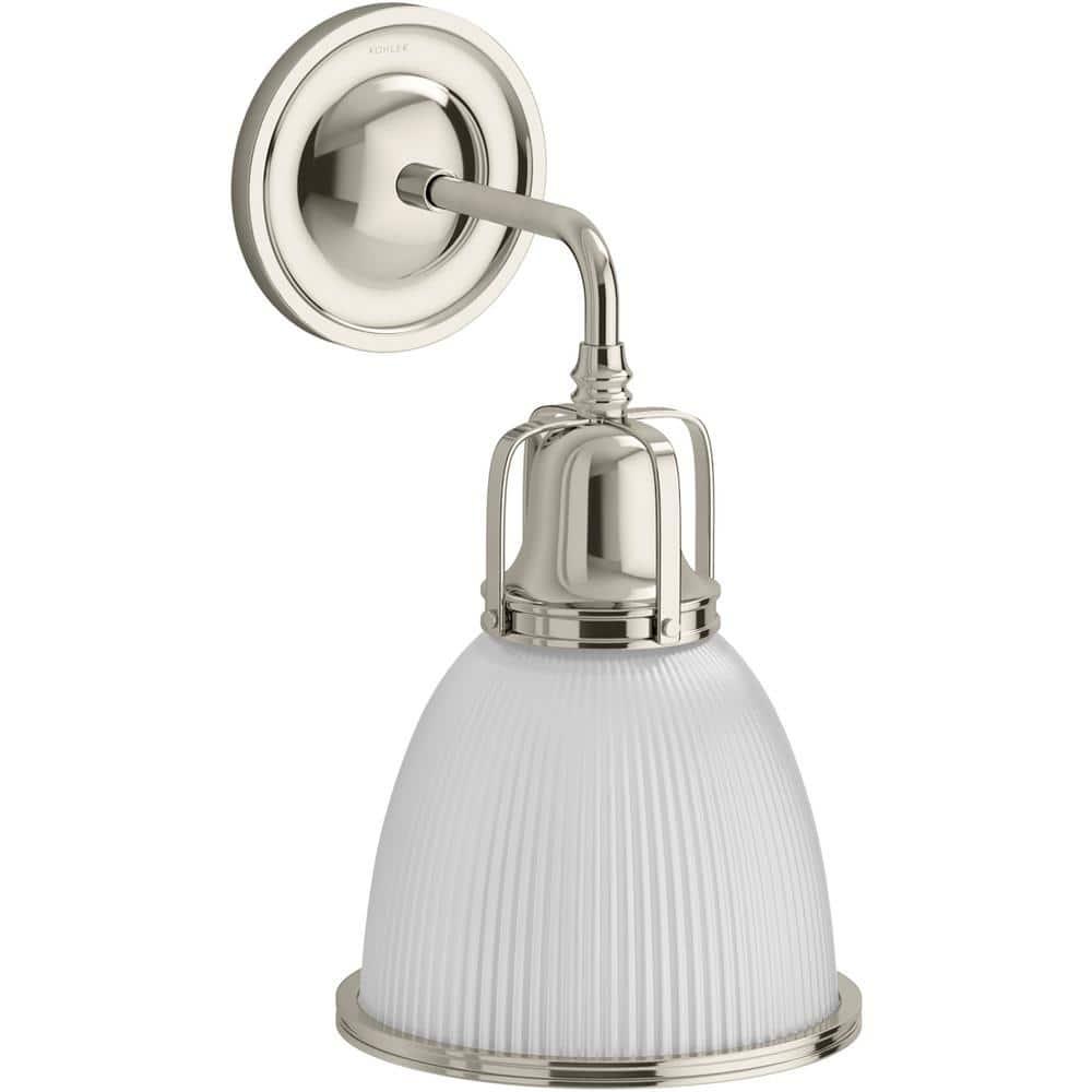 Polished Chrome Industrial Bell Sconce with Glass Shade