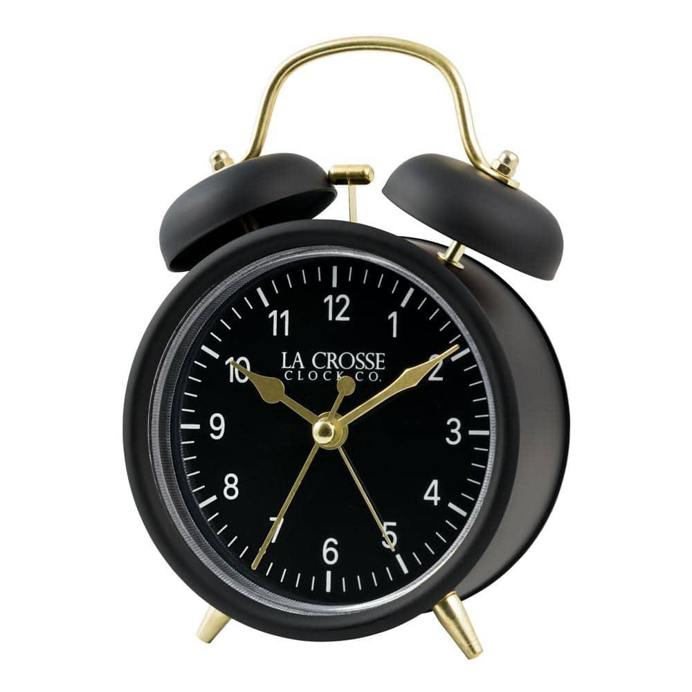 La Crosse Technology Analog Quartz Movement / Crystal Tabletop Clock with Alarm in Black