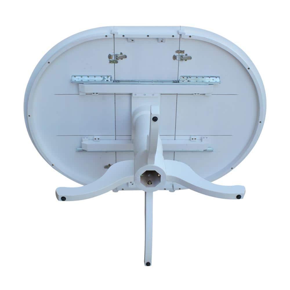 36" Kyle Round Top Pedestal with 12" Drop Leaf Dining Table White - International Concepts: Oval Kitchen Table for 4, Butterfly Leaf