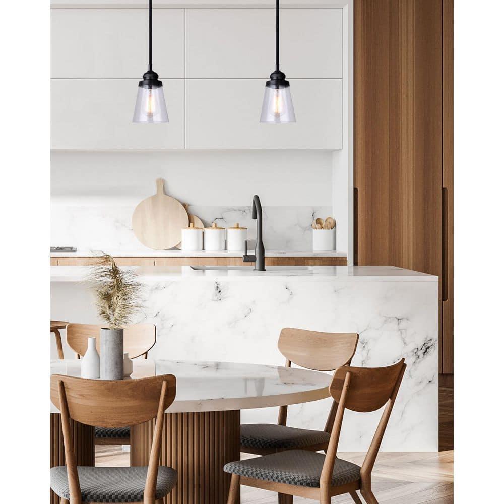 Canarm  1 Light Pendant, Black Finish Matte Black