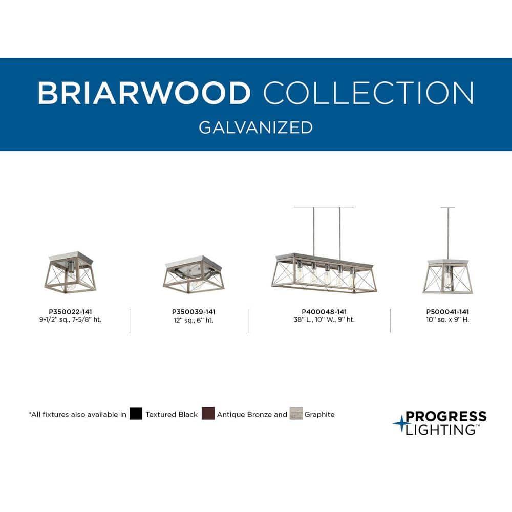 Progress Lighting Briarwood 1-Light Mini-Pendant, Steel, Galvanized, Faux-Painted Wood Enclosure, Canopy Included