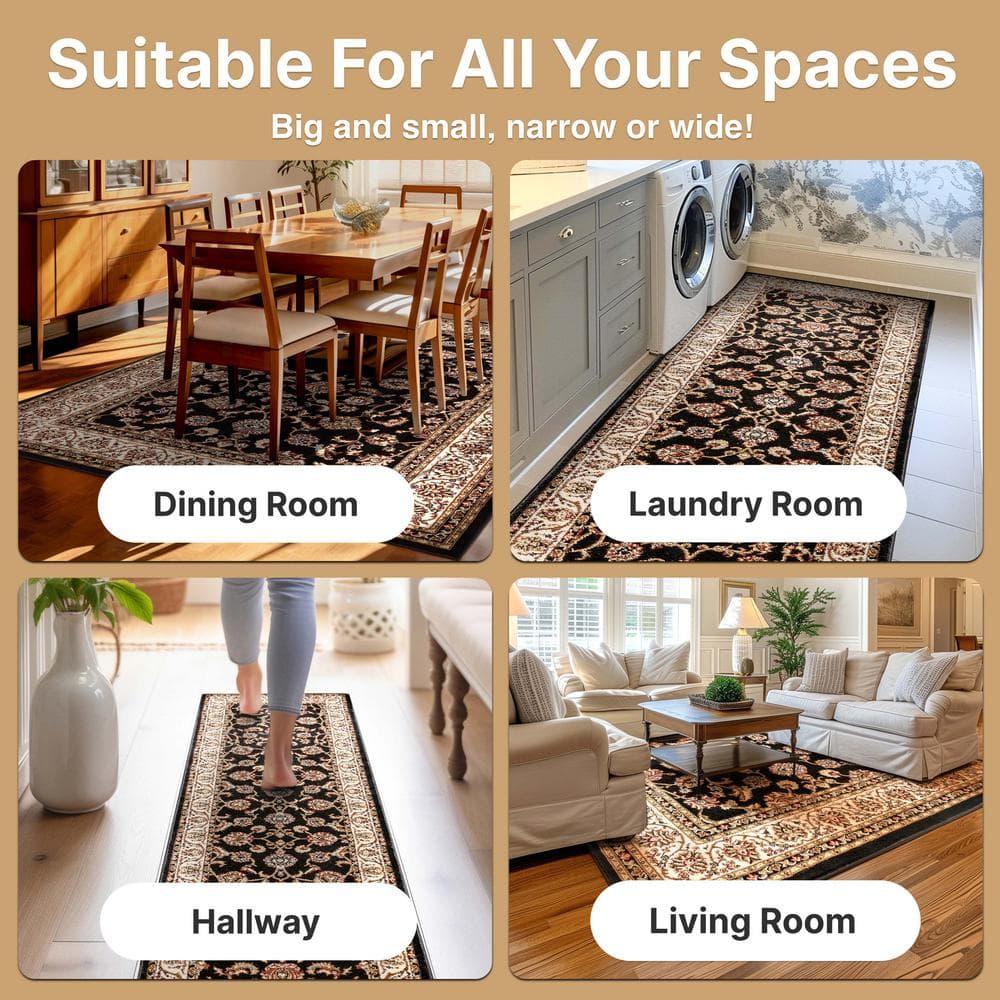 Well Woven Barclay Sarouk Traditional Oriental Panel Black 3'11" x 5'3" Area Rug