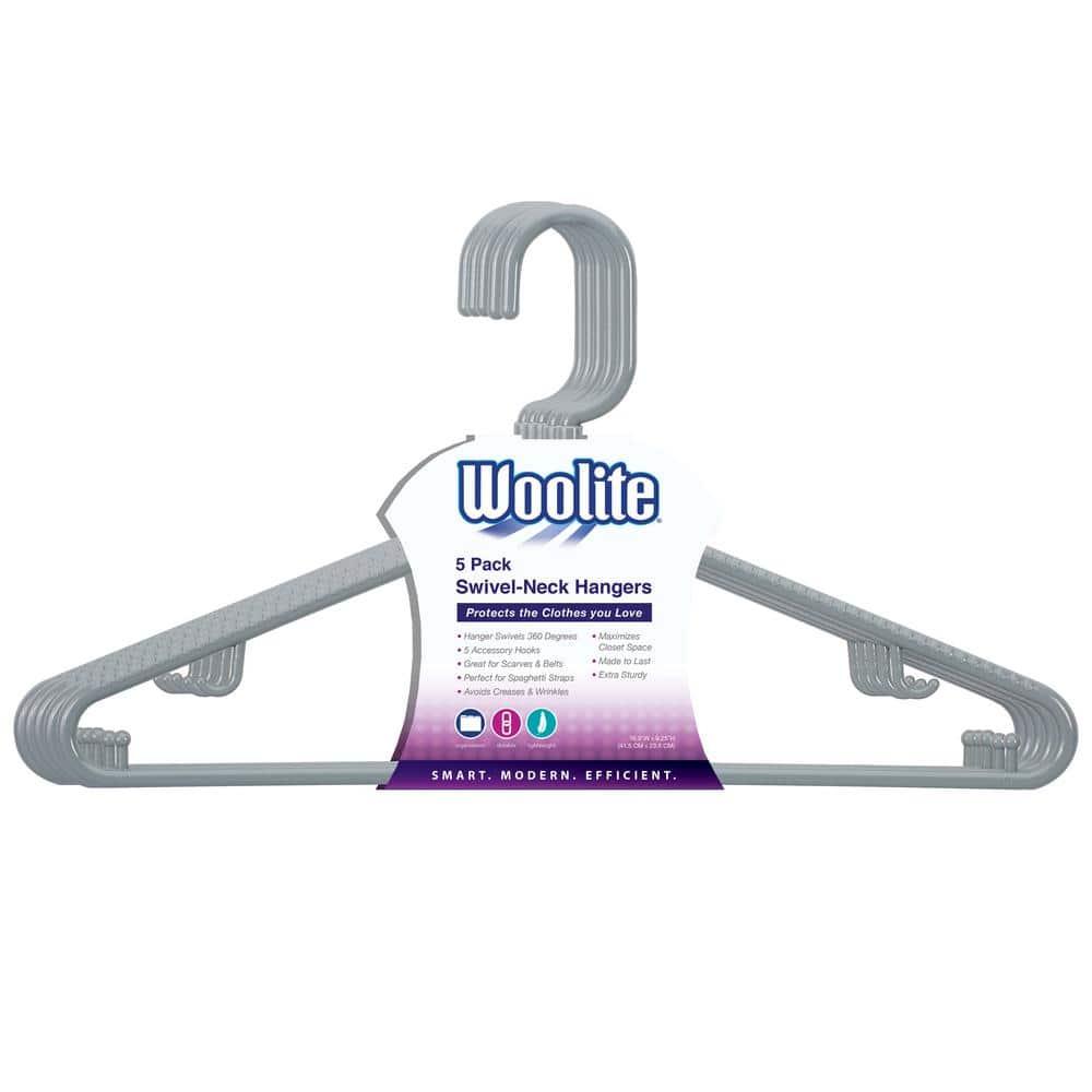 Laundry 360 Woolite Plastic Standard Hanger for Dress/Shirt/Sweater (Set of 5)