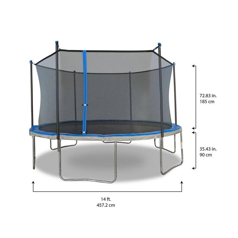 Sportspower TruJump 14' Round Trampoline with Safety Enclosure & with Lifetime Warranty on Jump Mat