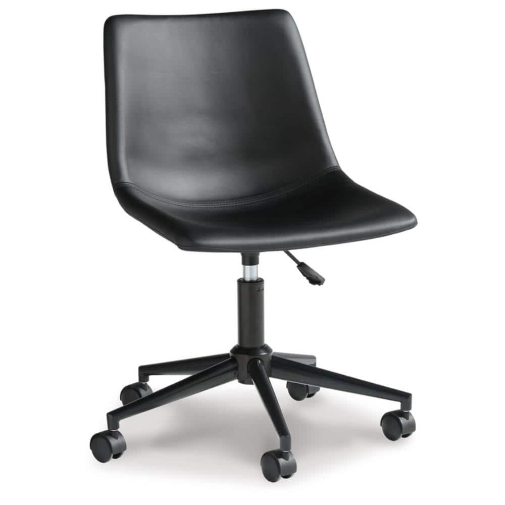 Program Home Office Swivel Desk Chair Black - Signature Design by Ashley: Faux Leather, Armless, With Wheels