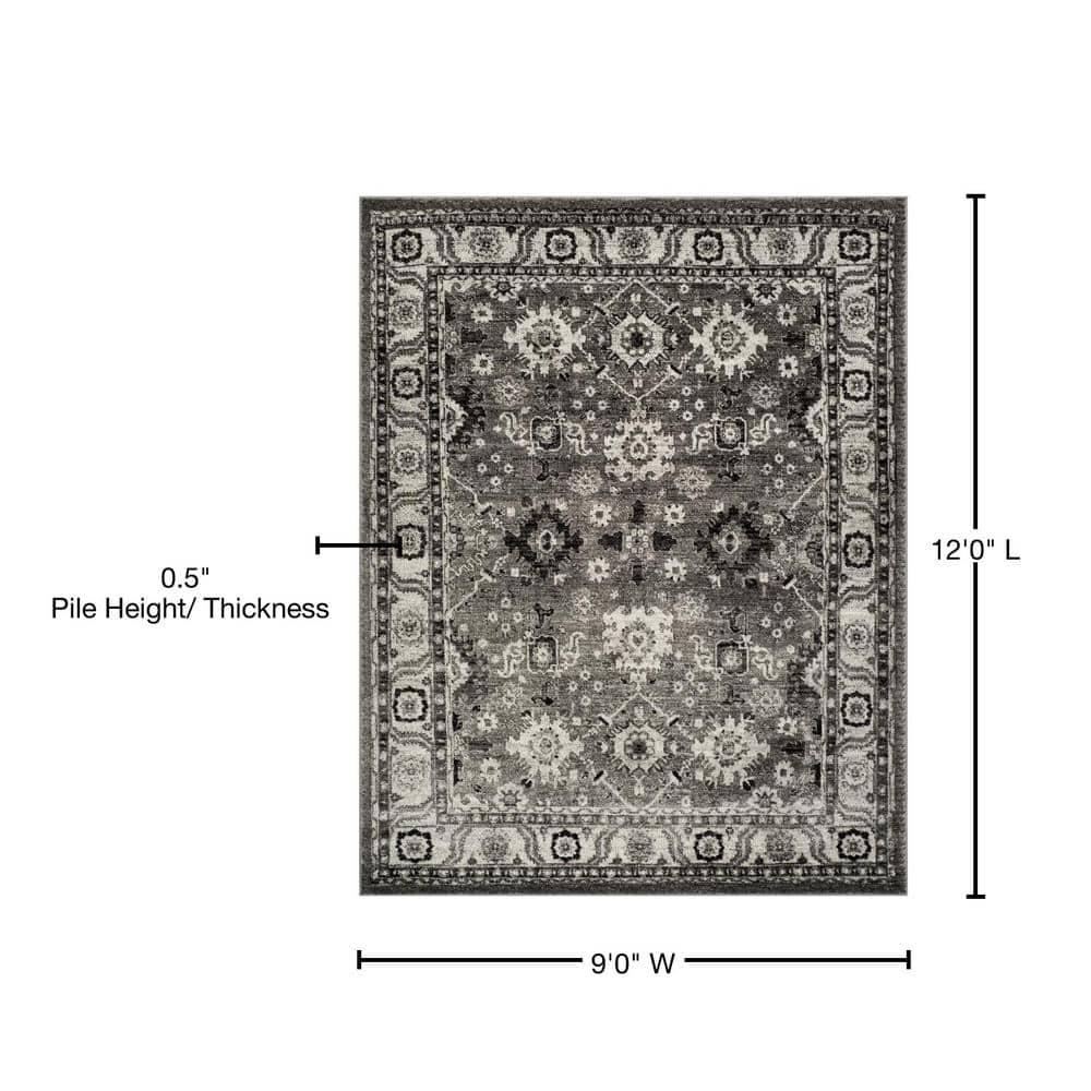 Vintage Hamadan VTH214 Power Loomed Indoor Area Rug - Grey/Black - 8'9"x11'9" - Safavieh.