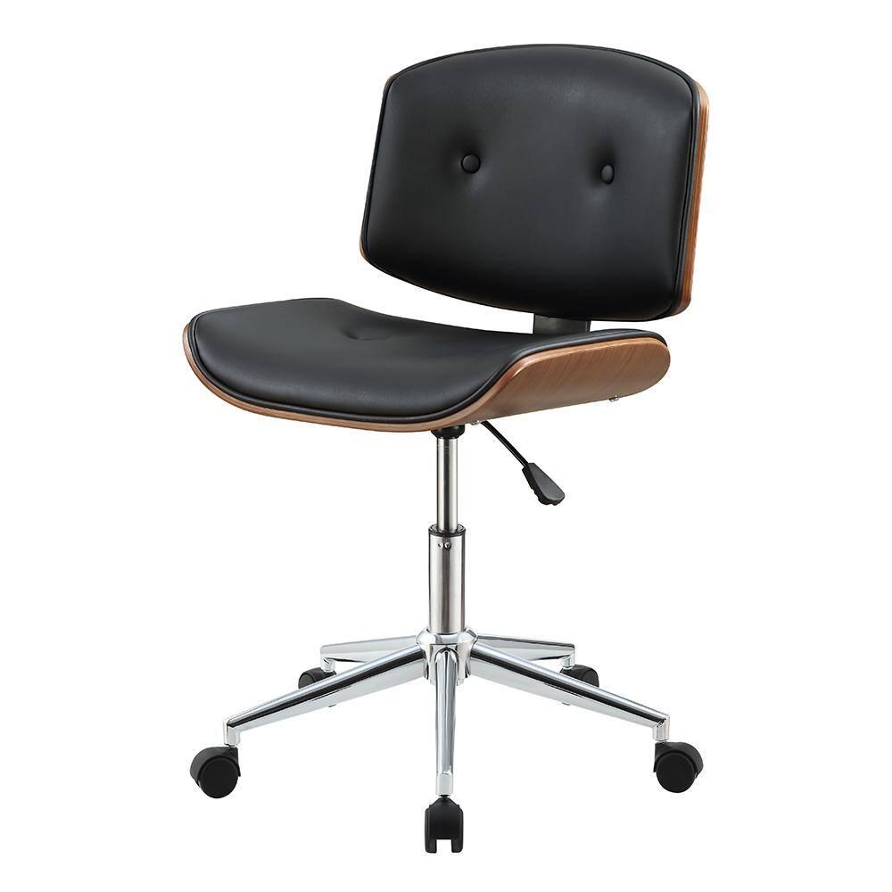 Miekor Furniture Camila Office Chair in Black Pu & Walnut