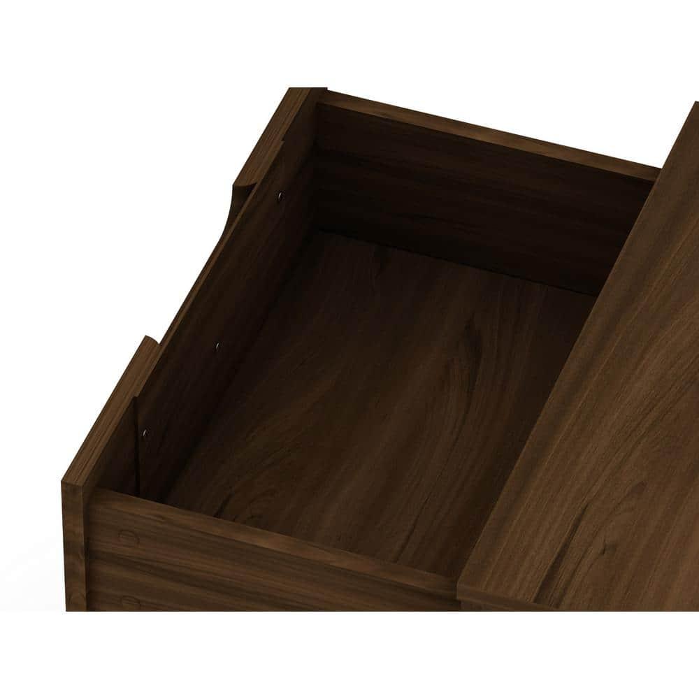 Set of 2 Rockefeller 2 Drawer Nightstands Brown - Manhattan Comfort: Mid-Century Design, Metal Legs, MDF Construction