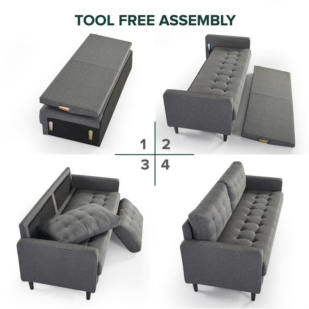 52" Benton Loveseat Sofa Dark Gray - Zinus